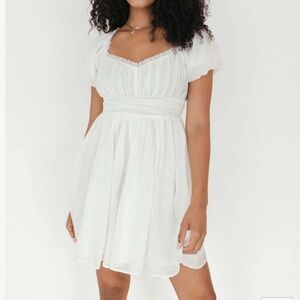 White Mini Dress with Tie Back